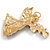 Beautiful Guardian Angel Clear/ Green/ Red Crystal Brooch In Gold Tone Xmas Christmas - 45mm L - view 5