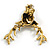 Statement Ab/Topaz Coloured Austrian Crystal Stags Head Brooch/ Pendant In Aged Gold Tone - 70mm Length - view 6