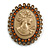 Vintage Inspired Orange/Citrine Crystal Brone Acrylic Cameo in Aged Gold Tone Finish - 40mm Tall - view 5