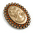 Vintage Inspired Orange/Citrine Crystal Brone Acrylic Cameo in Aged Gold Tone Finish - 40mm Tall - view 6