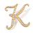 'K' Large Gold Plated White Faux Pearl Letter K Alphabet Initial Brooch Personalised Jewellery Gift - 55mm Tall - view 2