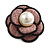 55mm Layered Dusty Pink Fabric with Cream Faux Pearl Bead Flower Brooch/ Clip - view 2
