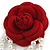 Large Burgundy Red Layered Felt Fabric Rose Flower with White Faux Pearl Beaded Dangle Brooch/65mm Diameter/10.5cm Total Drop - view 4