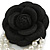 Large Black Layered Felt Fabric Rose Flower with White Faux Pearl Beaded Dangle Brooch/65mm Diameter/10.5cm Total Drop - view 4