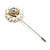White Enamel Daisy Flower with Pearl Bead Lapel, Hat, Suit, Tuxedo, Collar, Scarf, Coat Stick Brooch Pin In Silver Tone Metal/80mm Long - view 8
