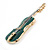 Green Enamel Violin Musical Instrument Brooch in Gold Tone - 50mm Tall - view 6