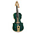 Green Enamel Violin Musical Instrument Brooch in Gold Tone - 50mm Tall