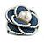 55mm Layered Blue Denim Fabric with White Faux Pearl Bead Flower Brooch/ Clip - view 6