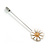 White Enamel Daisy Flower Lapel, Hat, Suit, Tuxedo, Collar, Scarf, Coat Stick Brooch Pin In Silver Tone Metal/80mm Long