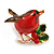 Red/Brown/Green Bullfinch Bird/ Robin In Gold Tone - 35mm Tall - view 2
