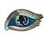 Mother Of Pearl Abalone Quirky Eye Brooch in Grey/Blue - 55mm Across - view 6