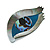 Mother Of Pearl Abalone Quirky Eye Brooch in Grey/Blue - 55mm Across - view 2