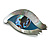 Mother Of Pearl Abalone Quirky Eye Brooch in Grey/Blue - 55mm Across - view 5