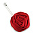 Burgundy Red Silk Fabric Rose Flower Lapel, Hat, Suit, Tuxedo, Collar, Scarf, Coat Stick Brooch Pin in Silver Tone/75mm L - view 2