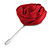 Burgundy Red Silk Fabric Rose Flower Lapel, Hat, Suit, Tuxedo, Collar, Scarf, Coat Stick Brooch Pin in Silver Tone/75mm L - view 7