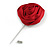 Burgundy Red Silk Fabric Rose Flower Lapel, Hat, Suit, Tuxedo, Collar, Scarf, Coat Stick Brooch Pin in Silver Tone/75mm L - view 6