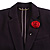 Burgundy Red Silk Fabric Rose Flower Lapel, Hat, Suit, Tuxedo, Collar, Scarf, Coat Stick Brooch Pin in Silver Tone/75mm L - view 3