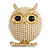 Cream Faux Pearl Owl Brooch in Gold Tone - 35mm Tall - view 6