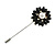 Black Enamel Daisy Flower with Pearl Bead Lapel, Hat, Suit, Tuxedo, Collar, Scarf, Coat Stick Brooch Pin In Silver Tone Metal/80mm Long - view 7