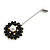 Black Enamel Daisy Flower with Pearl Bead Lapel, Hat, Suit, Tuxedo, Collar, Scarf, Coat Stick Brooch Pin In Silver Tone Metal/80mm Long - view 5
