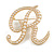 'R' Large Gold Plated White Faux Pearl Letter R Alphabet Initial Brooch Personalised Jewellery Gift - 55mm Tall - view 2