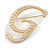'G' Large Gold Plated White Faux Pearl Letter G Alphabet Initial Brooch Personalised Jewellery Gift - 60mm Tall - view 4