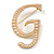 'G' Large Gold Plated White Faux Pearl Letter G Alphabet Initial Brooch Personalised Jewellery Gift - 60mm Tall - view 2