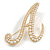 'A' Large Gold Plated White Faux Pearl Letter A Alphabet Initial Brooch Personalised Jewellery Gift - 55mm Tall - view 2