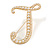 'J' Large Gold Plated White Faux Pearl Letter J Alphabet Initial Brooch Personalised Jewellery Gift - 60mm Tall - view 2