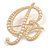'B' Large Gold Plated White Faux Pearl Letter B Alphabet Initial Brooch Personalised Jewellery Gift - 55mm Tall - view 2