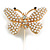 Faux Pearl Crystal Butterfly Lapel, Hat, Suit, Tuxedo, Collar, Scarf, Coat Stick Brooch Pin 85mm Long - view 5