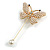 Faux Pearl Crystal Butterfly Lapel, Hat, Suit, Tuxedo, Collar, Scarf, Coat Stick Brooch Pin 85mm Long