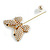 Faux Pearl Crystal Butterfly Lapel, Hat, Suit, Tuxedo, Collar, Scarf, Coat Stick Brooch Pin 85mm Long - view 7