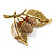 Vintage Inspired Crystal Acorn Brooch in Aged Gold Tone - 40mm Across - view 2