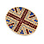 Union Jack Red/Blue/Clear Crystal Oval Brooch in Gold Tone - 30mm Across - view 7