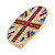 Union Jack Red/Blue/Clear Crystal Oval Brooch in Gold Tone - 30mm Across - view 5