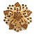 Statement Caramel Brown Crystal Flower Brooch in Gold Tone - 55mm Diameter - view 2