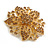 Statement Caramel Brown Crystal Flower Brooch in Gold Tone - 55mm Diameter - view 5