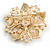 Statement Caramel Brown Crystal Flower Brooch in Gold Tone - 55mm Diameter - view 6
