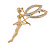 Gold Tone Clear Crystal Fairy Brooch - 55mm L - view 4