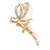 Gold Tone Clear Crystal Fairy Brooch - 55mm L - view 3