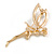 Gold Tone Clear Crystal Fairy Brooch - 55mm L - view 5