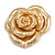 Large Layered Rose Brooch In Brushed Gold Finish/ 55mm Across - view 6