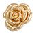 Large Layered Rose Brooch In Brushed Gold Finish/ 55mm Across - view 4