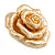 Large Layered Rose Brooch In Brushed Gold Finish/ 55mm Across - view 3