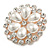 Clear Crystal Faux Pearl Flower Brooch In Rose Gold/ 55mm Diameter - view 3
