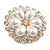 Clear Crystal Faux Pearl Flower Brooch In Rose Gold/ 55mm Diameter - view 4