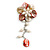 50mm D/Red/Cream Shell and Freshwater Pearls Chain with Charms Asymmetric Flower Brooch/Slight Variation In Colour/Size/Shape/Natural Irregularities - view 2