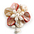 50mm D/Red/Cream Shell and Freshwater Pearls Chain with Charms Asymmetric Flower Brooch/Slight Variation In Colour/Size/Shape/Natural Irregularities - view 4