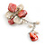 50mm D/Red/Cream Shell and Freshwater Pearls Chain with Charms Asymmetric Flower Brooch/Slight Variation In Colour/Size/Shape/Natural Irregularities - view 6